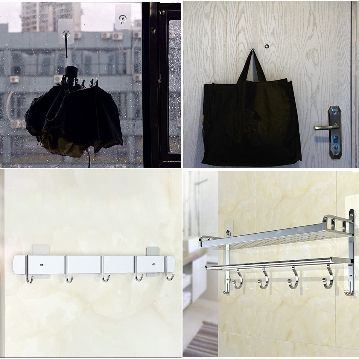 10 Pcs Stainless Steel, ABS Nail Free Seamless Adhesive Non-Trace No Drilling Installation Hanging, Waterproof Screws Wall Hook (Transparent)
