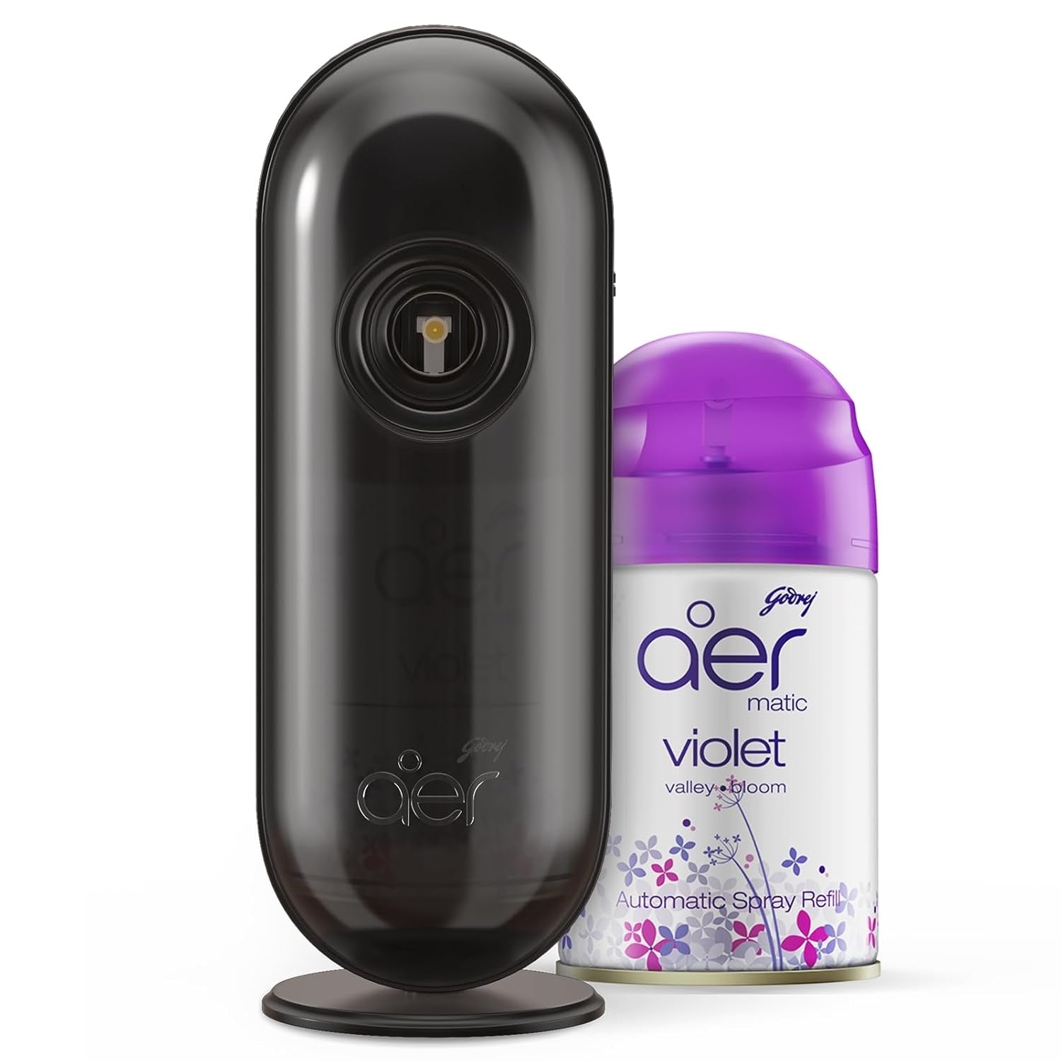 Godrej Aer Matic Kit - Automatic Air Freshener With Flexi Control Spray | Violet Valley Bloom (Lavender,210Ml)