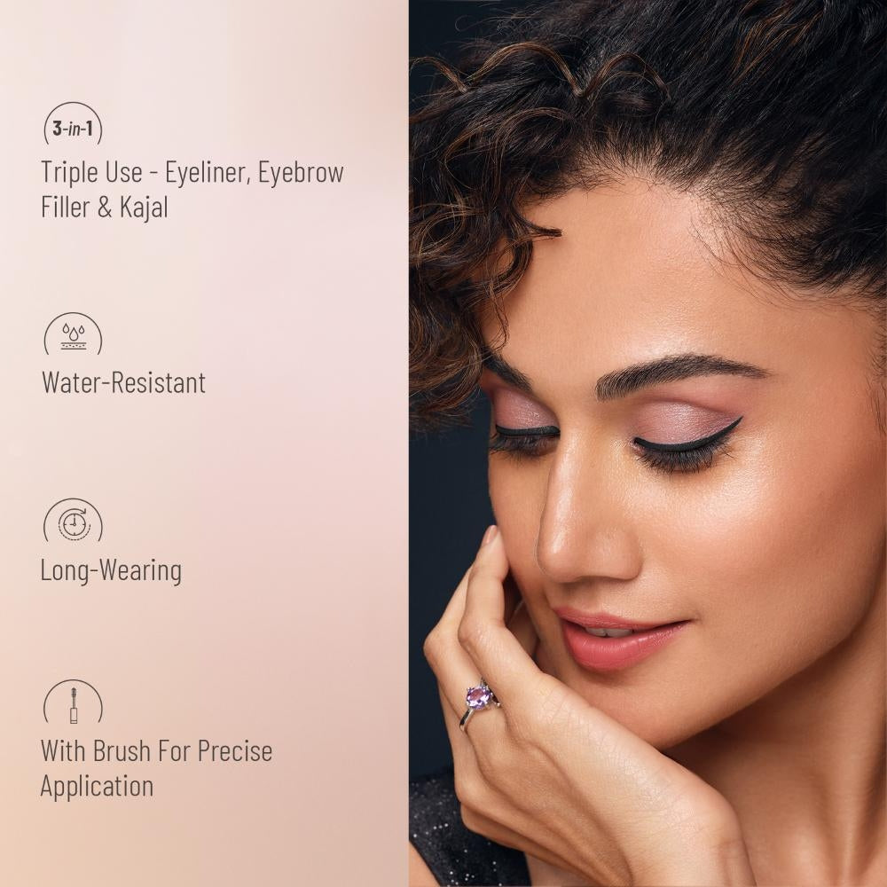Swiss Beauty 3 In 1 Eyeliner, Eyebrow Filler and Kajal -01 Black (7g)
