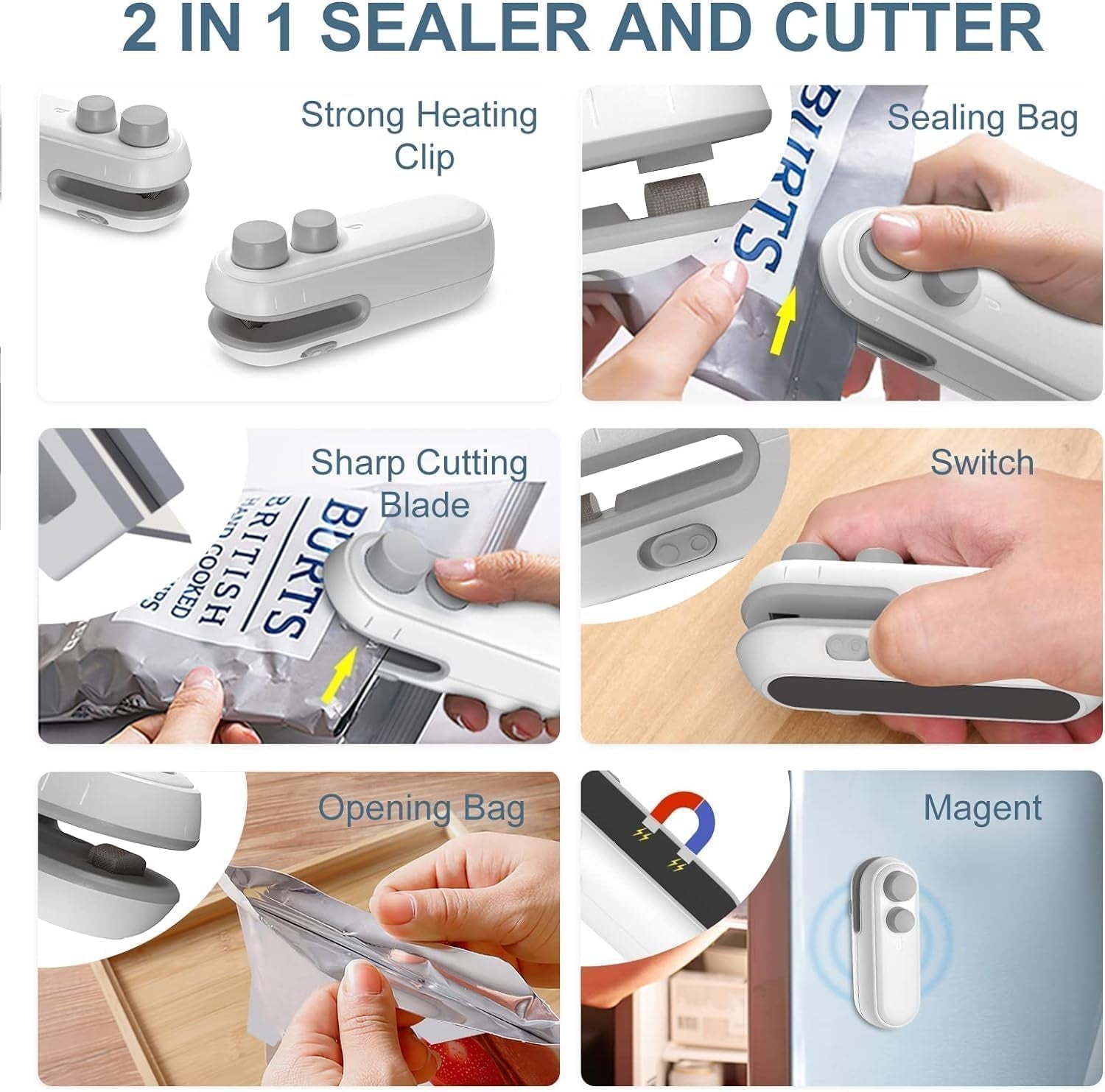 Sealing Clip - Portable Mini Sealing Machine Handheld Packet Sealer for Food, Chips, Fresh Storage, Plastic Bag, Multicolor