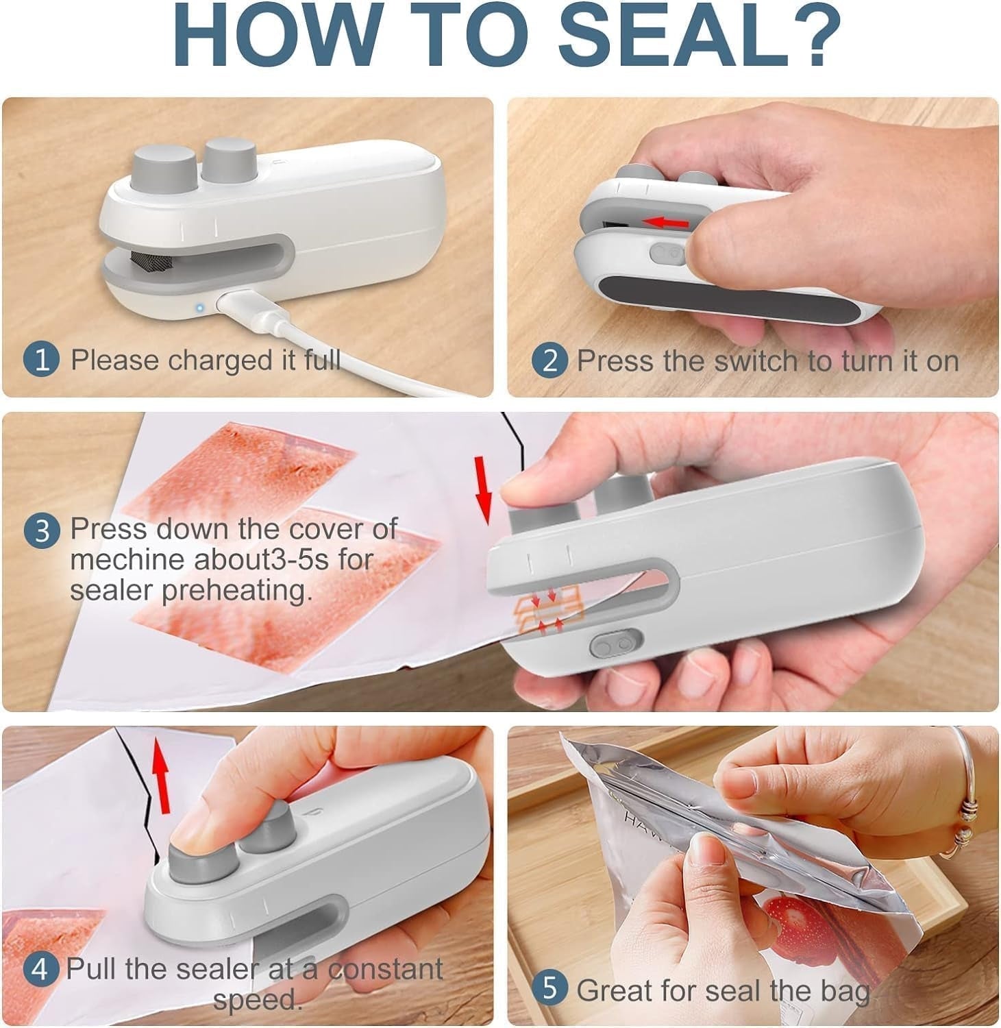 Sealing Clip - Portable Mini Sealing Machine Handheld Packet Sealer for Food, Chips, Fresh Storage, Plastic Bag, Multicolor